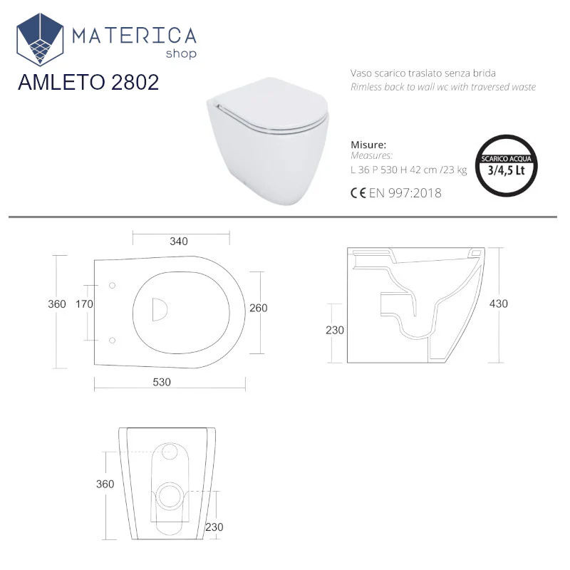 Amleto - Vaso a terra filomuro con scarico traslato - Image 5