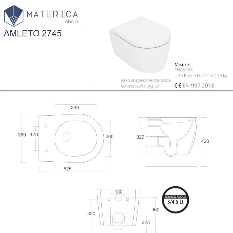 Amleto - Vaso sospeso monoforo senza brida - Image 4