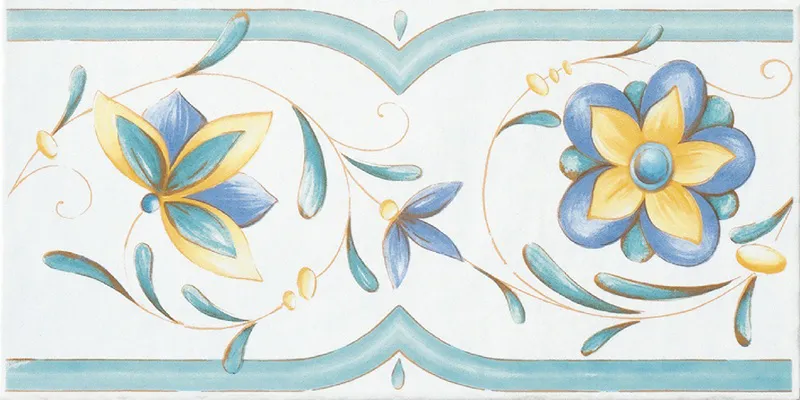 Antiche Riggiole Napoletane Fascia Posillipo - Fascia decorata in stile Vietrese 17x34