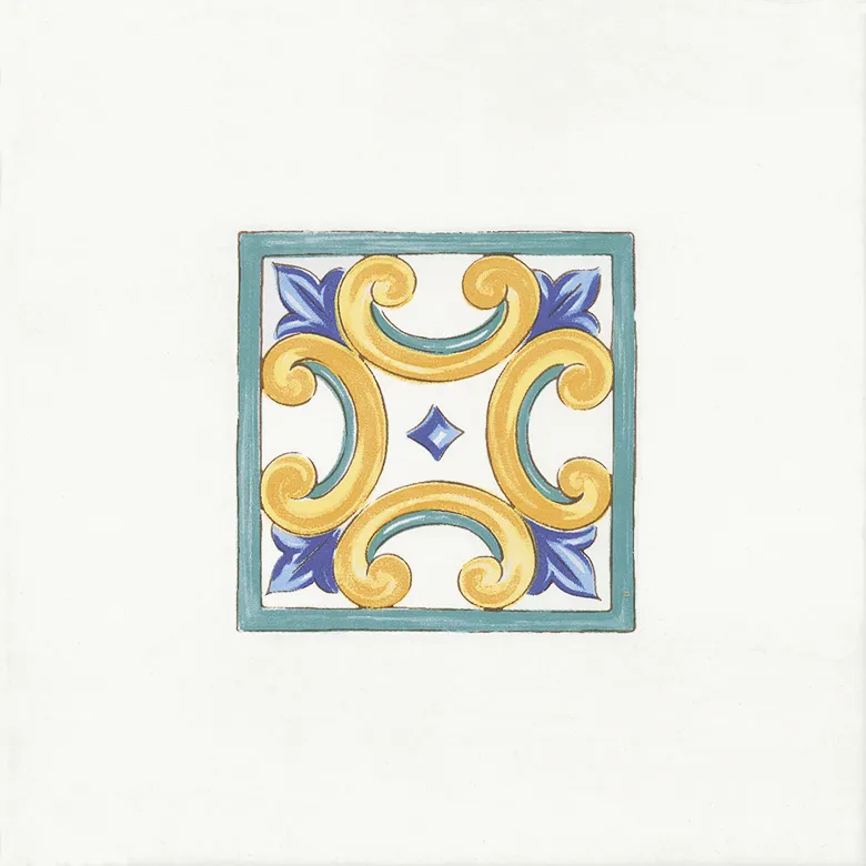 Antiche Riggiole Napoletane Inserto Marechiaro - Piastrella decorata in stile Vietrese 22x22