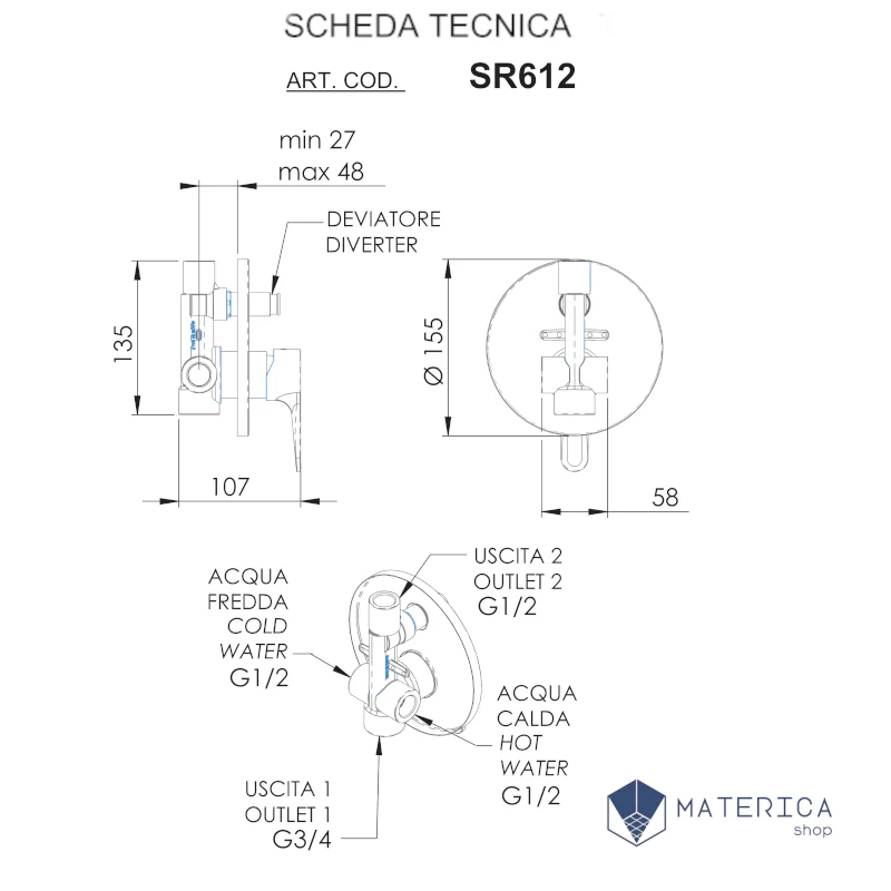 Apollo - Miscelatore incasso con deviatore automatico per doccia - Image 3