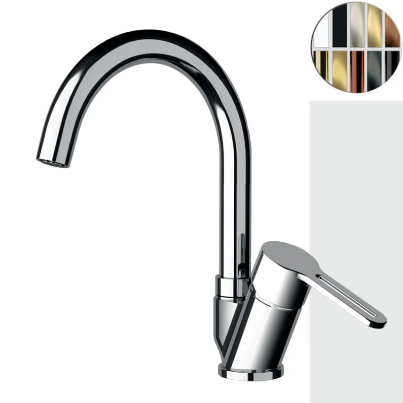 Apollo - Miscelatore Monocomando per Lavello, con Canna Corta Girevole