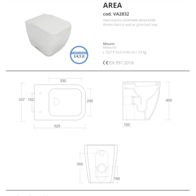 Area - Vaso a terra filomuro squadrato senza Brida - Image 3