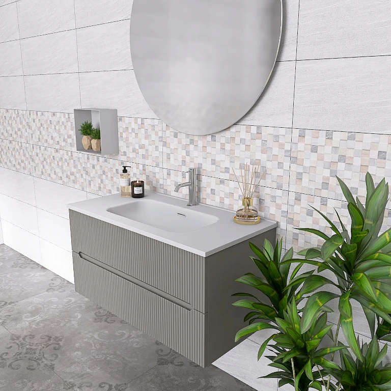 Atena 06 - Mobile da Bagno Sospeso con Lavabo in Mineralmarmo - Image 7