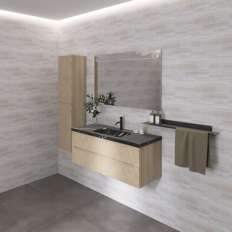Atena 07 - Mobile da Bagno Sospeso con Top in tinta Nero Marquinia - Image 10