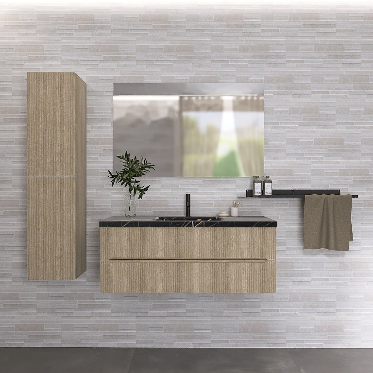 Atena 07 - Mobile da Bagno Sospeso con Top in tinta Nero Marquinia - Image 9