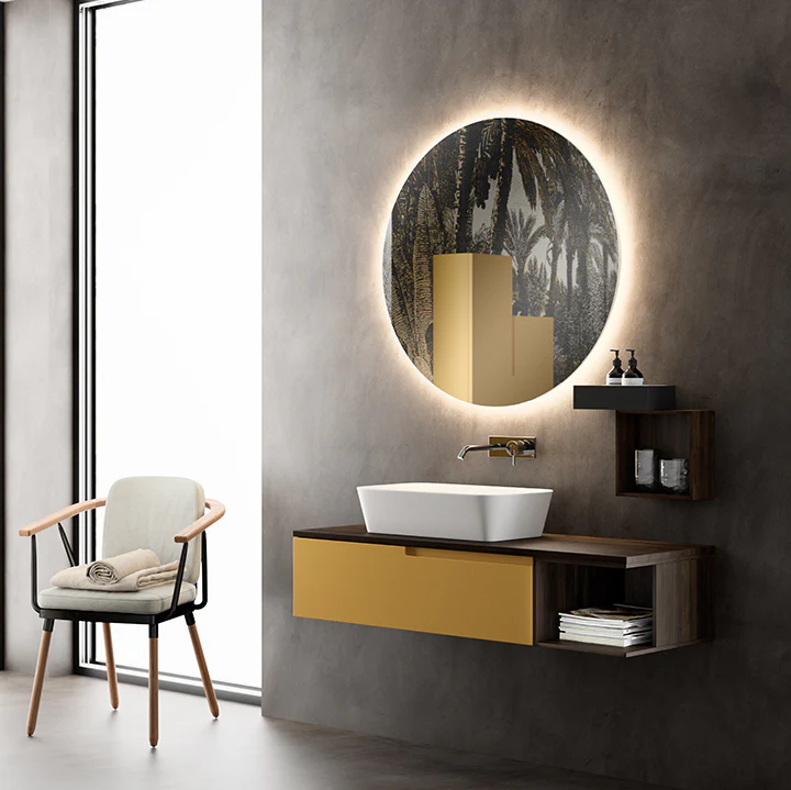 Era 10 - Mobile da bagno sospeso con elementi a vista