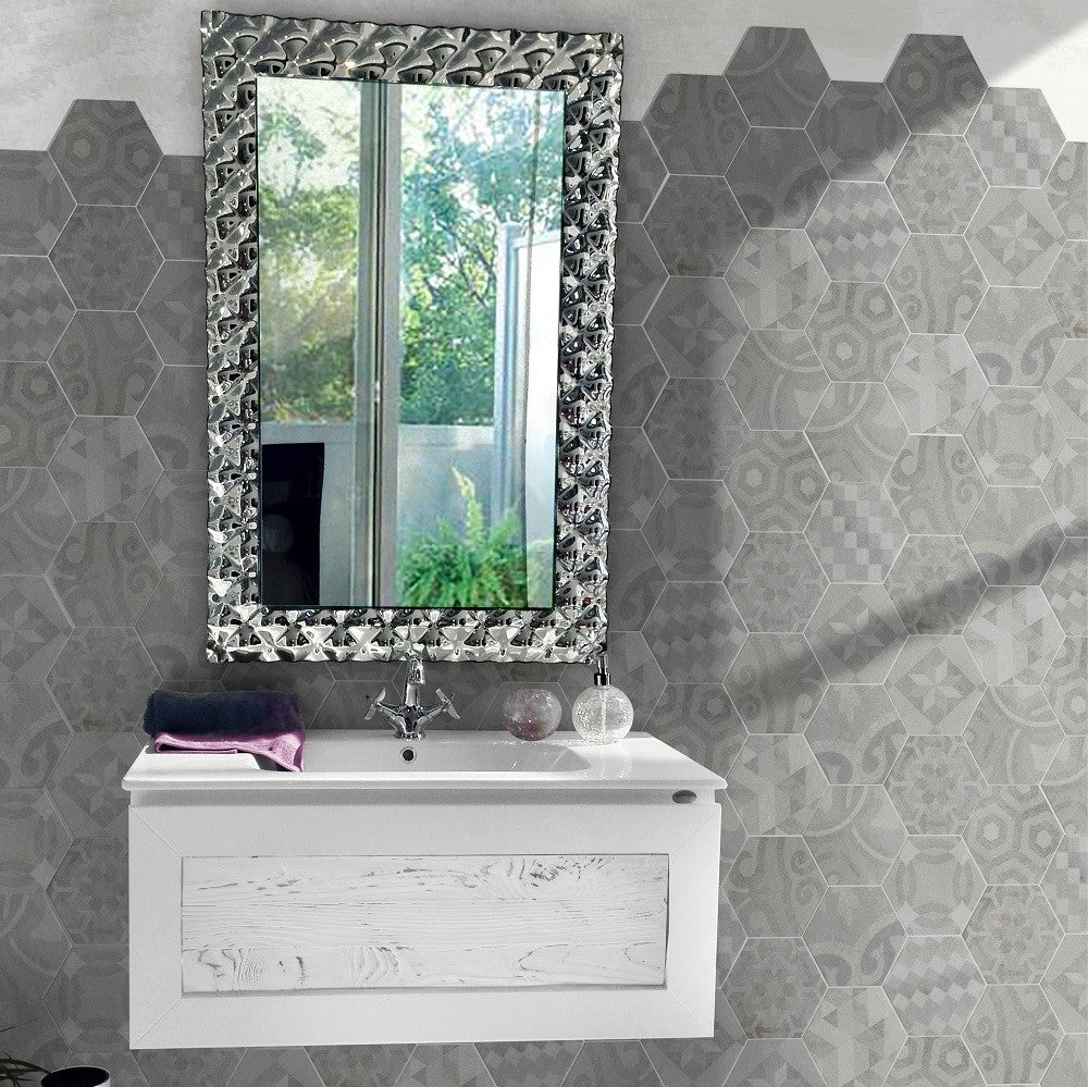 Esagone Cementi Decoro Misto 900 Antrax- Gres Porcellanato Effetto Cemento Esagonale 15x17