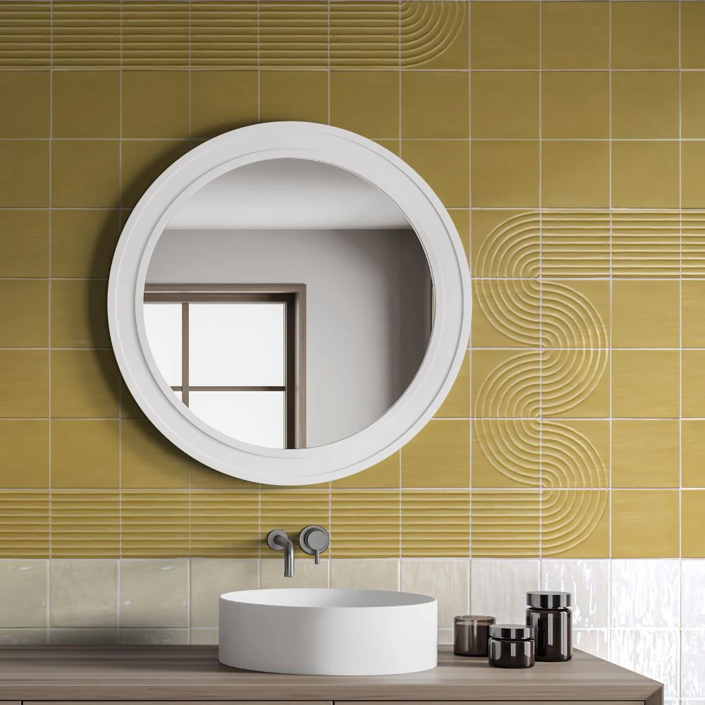 Flow Mustard Wave Matt - Rivestimento Tinta Unita Opaca Rigato