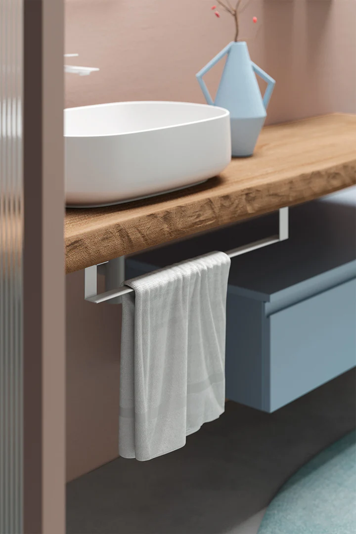 Gea 04 - Mobile da bagno sospeso con mensolone in legno massello - Image 3