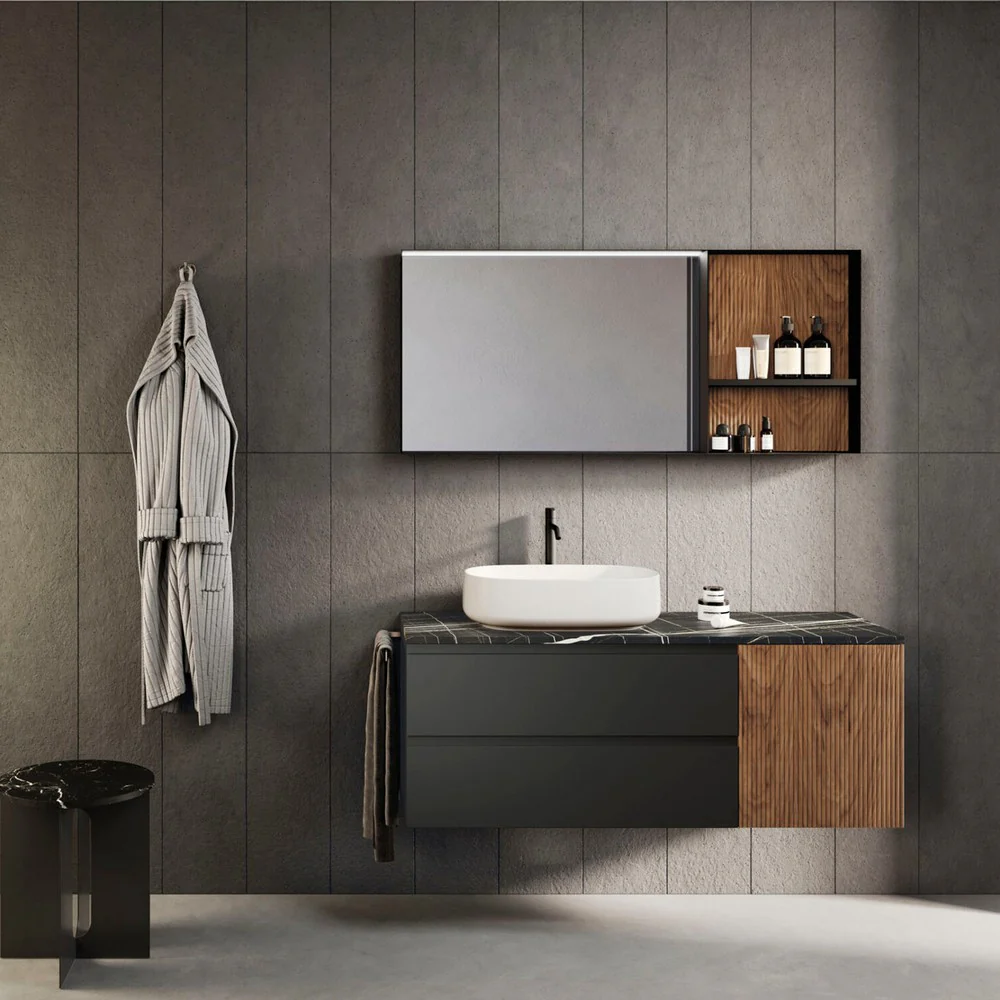 Gea 12 - Mobile da bagno sospeso con lavabo in appoggio