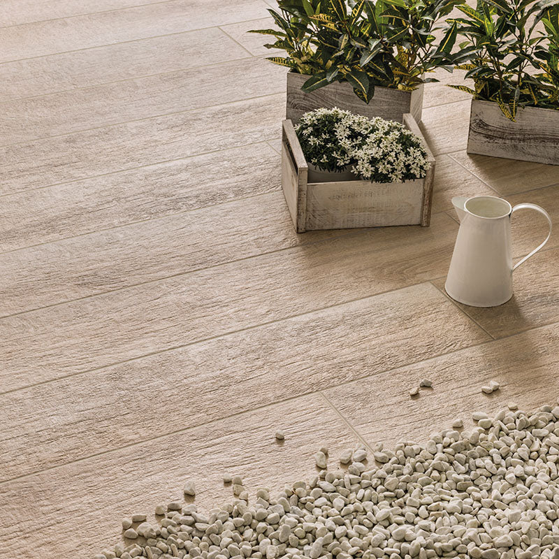 Greenwood Beige Antiscivolo R11 - Gres Effetto Legno Anticato per Esterni 7.5x45