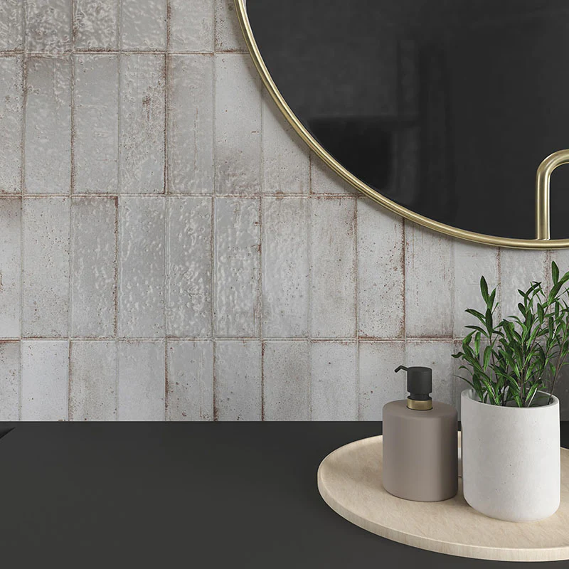 Grunge Bianco - Gres Lucido in Stile Vintage Effetto Mattoncino 7x21