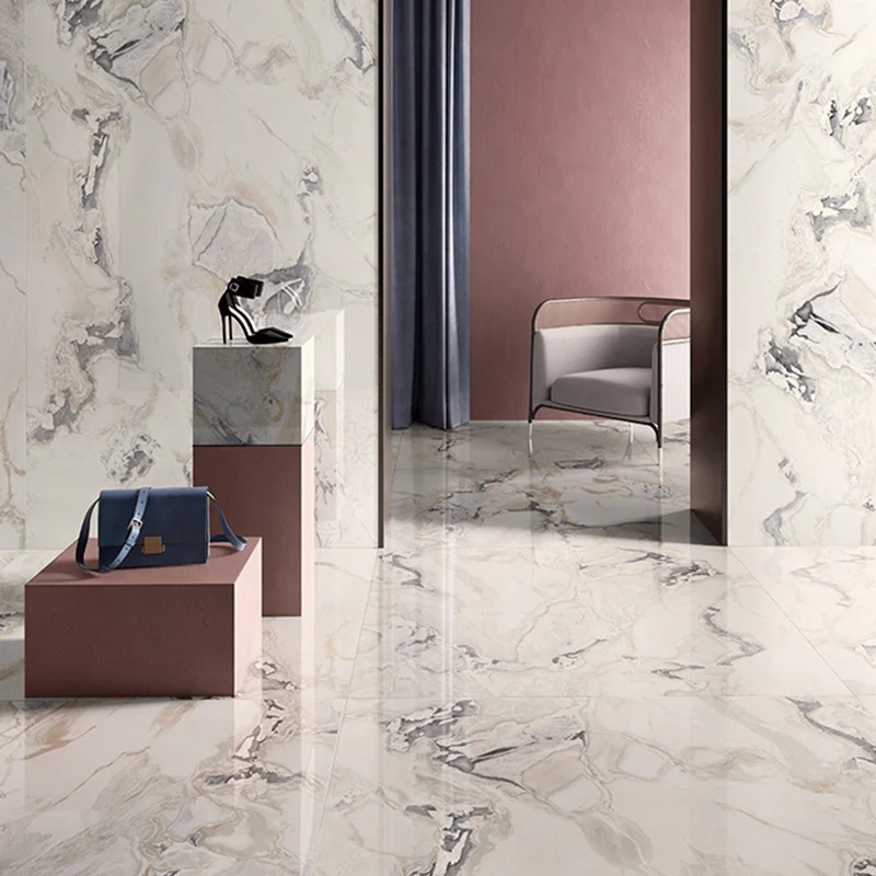 Interno4 Calacatta San Babila - Gres porcellanato effetto marmo Lucido 120x120 rettificato