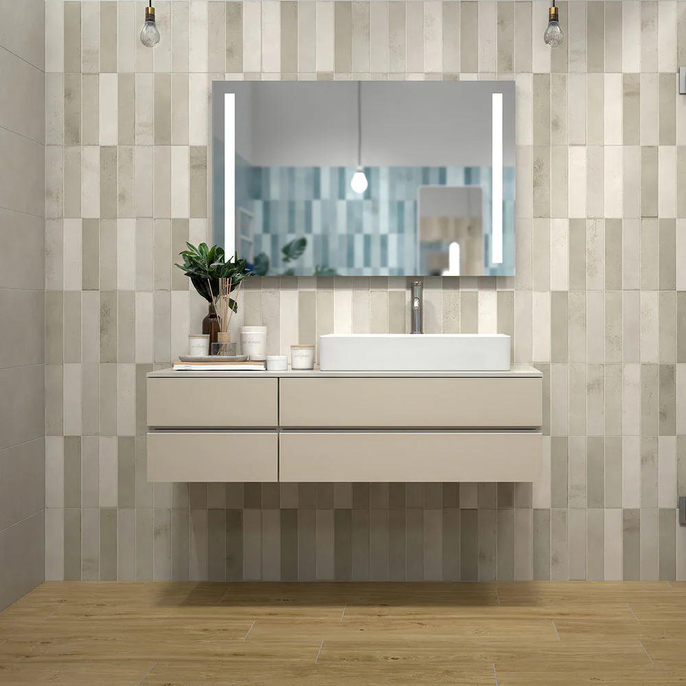 Karma Stripe Taupe - Rivestimento Effetto Mattoncino Opaco 25x75