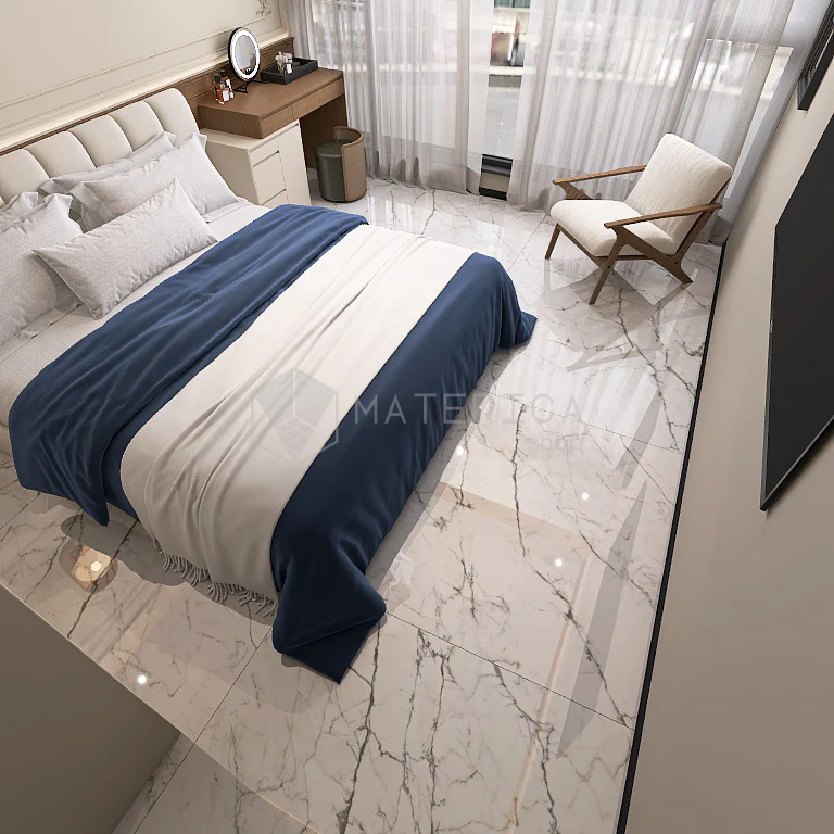 La Marmoteca Statuario Spider Lux3D - Gres Porcellanato Effetto Marmo lucido 120x120 - Image 5