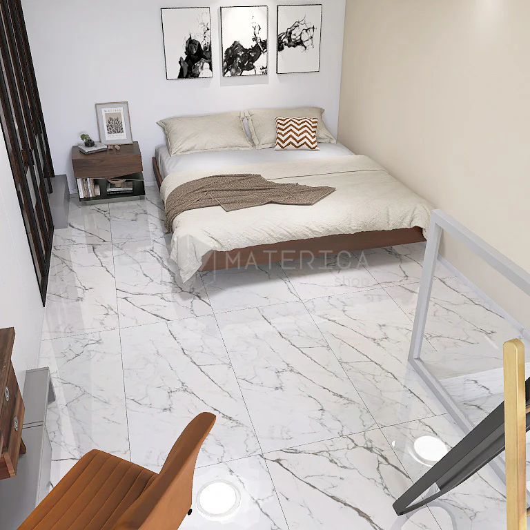 La Marmoteca Statuario Spider Lux3D - Gres Porcellanato Effetto Marmo lucido 60x120