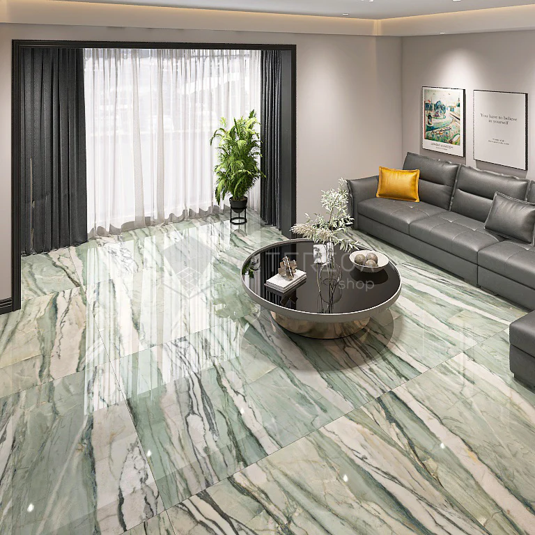 La Marmoteca Verde Picasso Lux3D - Gres Porcellanato Effetto Marmo lucido 120x120