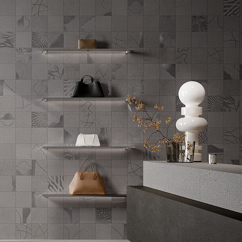 Lavica Stromboli Grey - Gres effetto pietra decorato astratto 20x20 rettificato