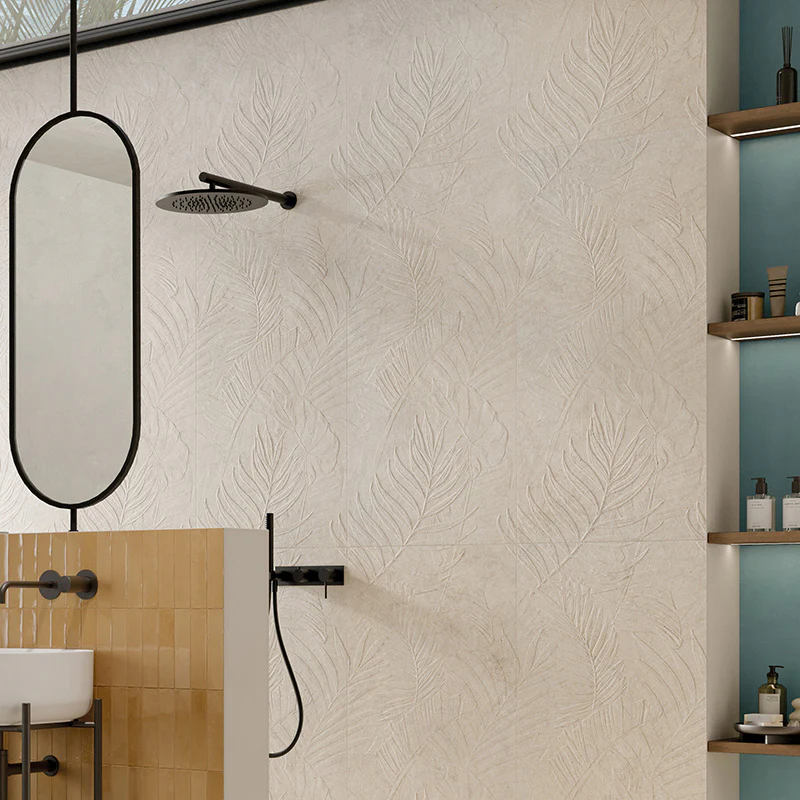 Lutezia Senna Ivory - Gres Decorato Floreale a Rilievo 60x120 Rettificato