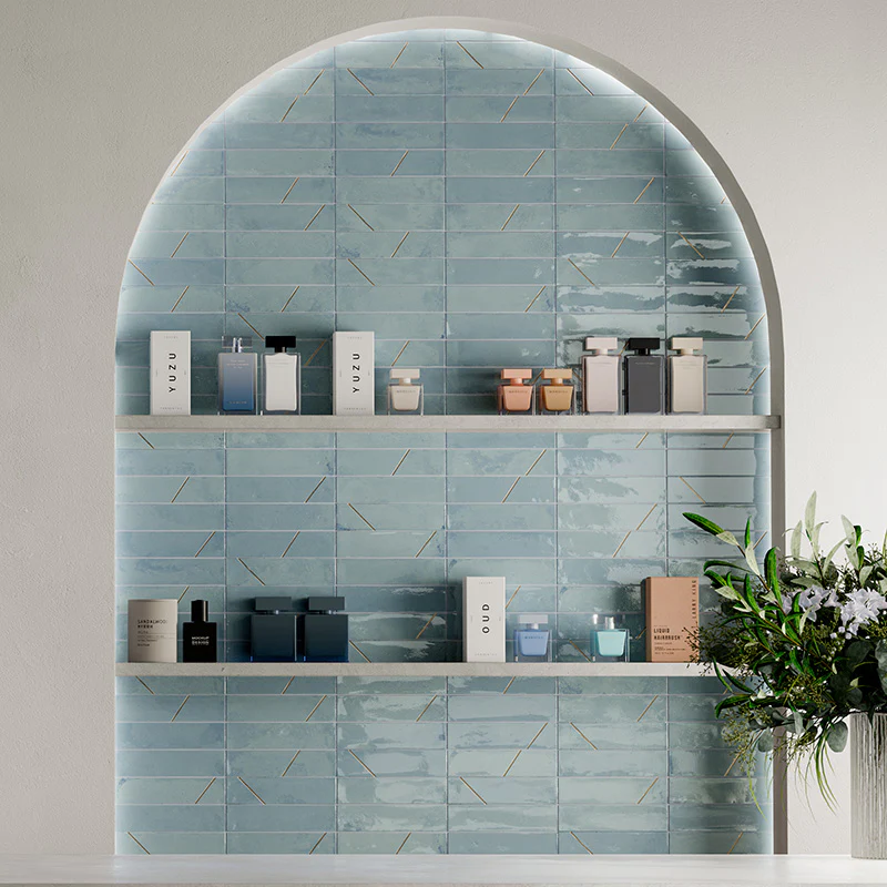 Marrakech Light Blue - Gres Effetto Mattoncino Lucido 5x20