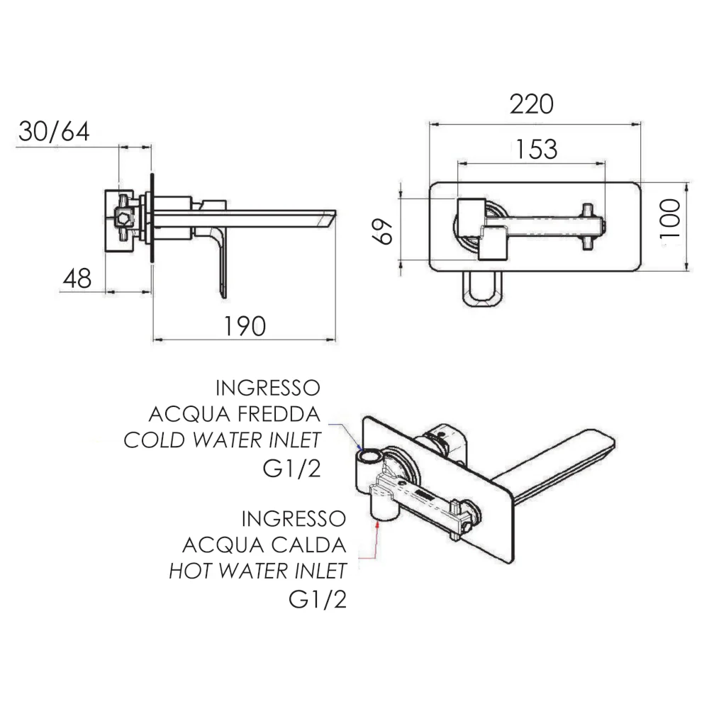 Minerva - Miscelatore per lavabo ad incasso con canna da 19 cm - Image 2