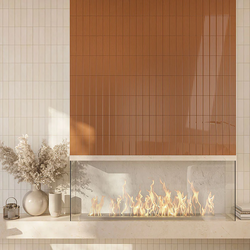Mini Terracotta Stripes Glossy - Gres Effetto Mattoncino Rigato Lucido 5x15