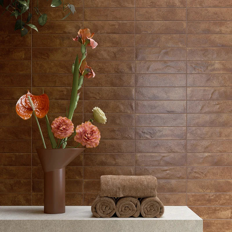 Miniature Fuoco Corten Bruciato - Gres Effetto Mattoncino Ossidato 6x24