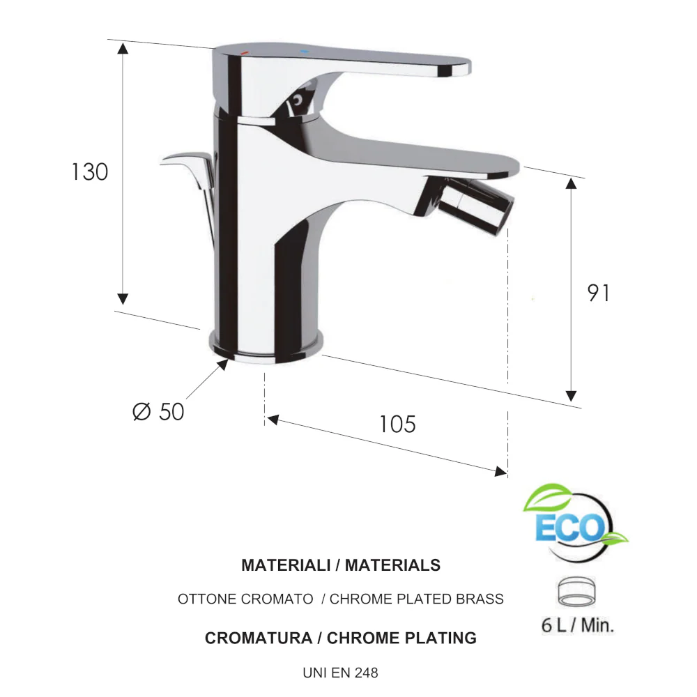 Omega Green - Miscelatore per bidet con scarico a risparmio idrico - Image 4