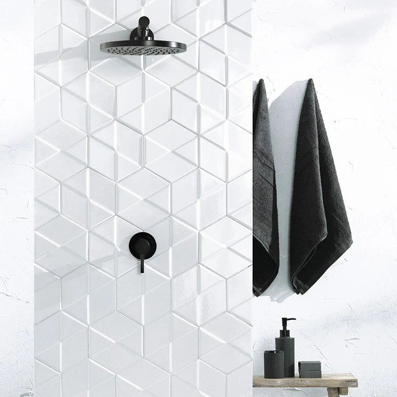 Outfit Hexagon Bright White – Rivestimento Esagonale Tridimensionale Lucido 15x18