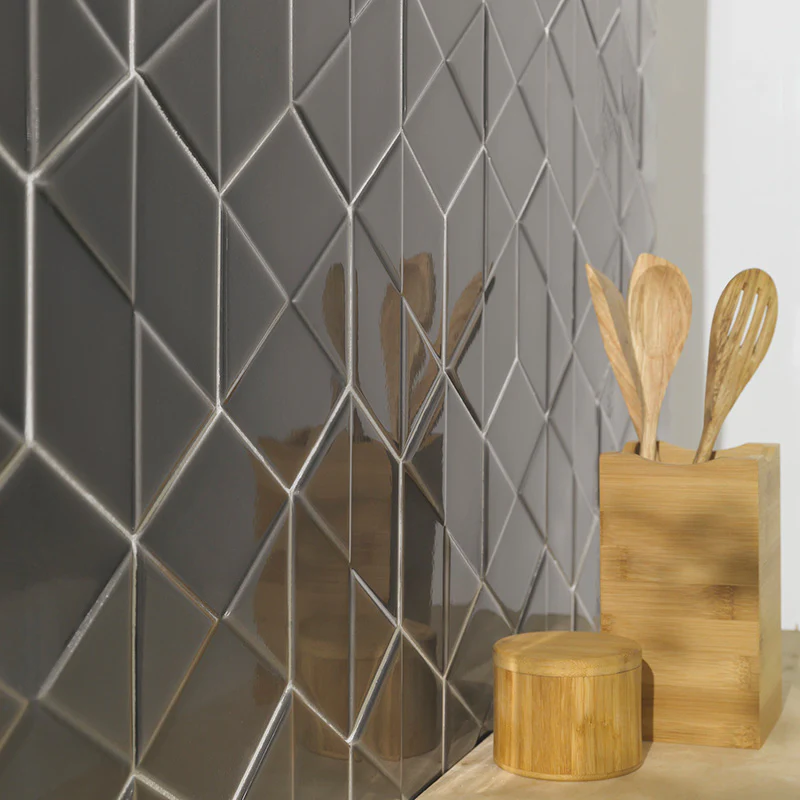 Outfit Hexagon Charcoal – Rivestimento Esagonale Tridimensionale Lucido 15x18