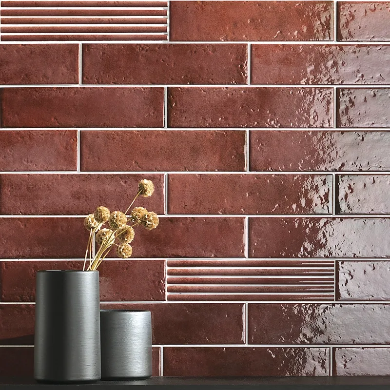 Oxida Brick Red -  Rivestimento In Gres Porcellanato Lucido Effetto Mattoncino 7,5x30