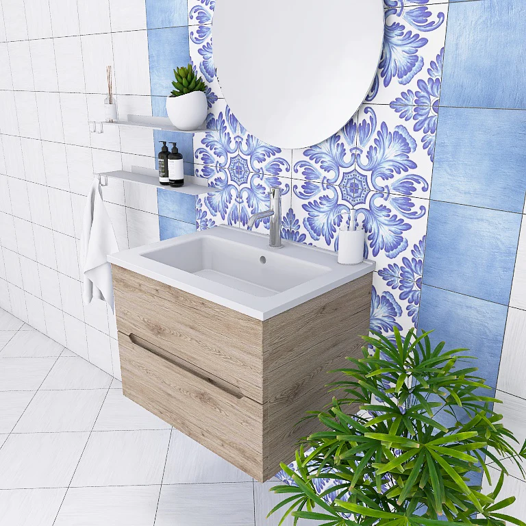 Pandora 01 - Mobile da Bagno Sospeso con lavabo in mineralmarmo