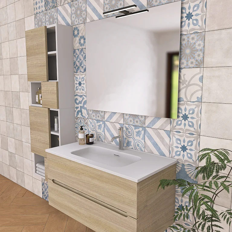 Pandora 04 - Mobile da Bagno Sospeso completo di doppio pensile a giorno - Image 10