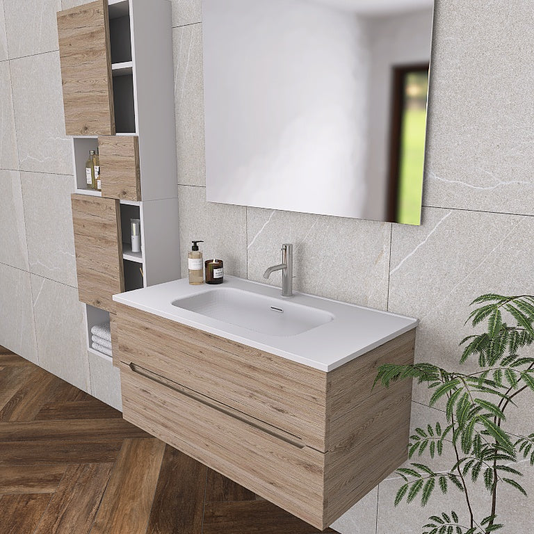 Pandora 04 - Mobile da Bagno Sospeso completo di doppio pensile a giorno - Image 12