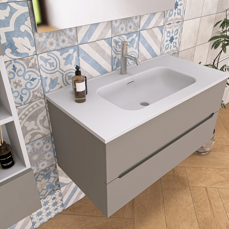 Pandora 04 - Mobile da Bagno Sospeso completo di doppio pensile a giorno - Image 13