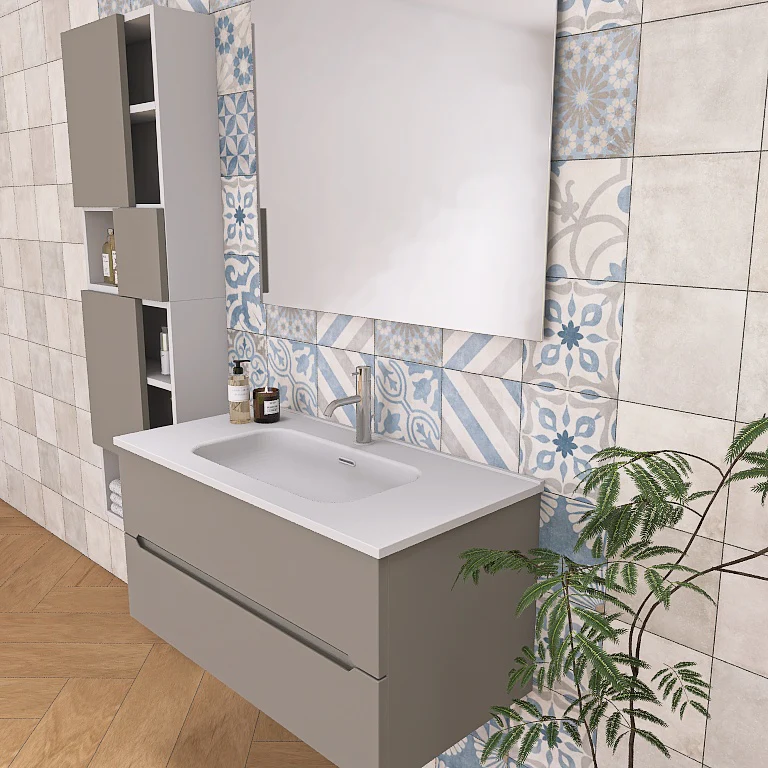 Pandora 04 - Mobile da Bagno Sospeso completo di doppio pensile a giorno - Image 15