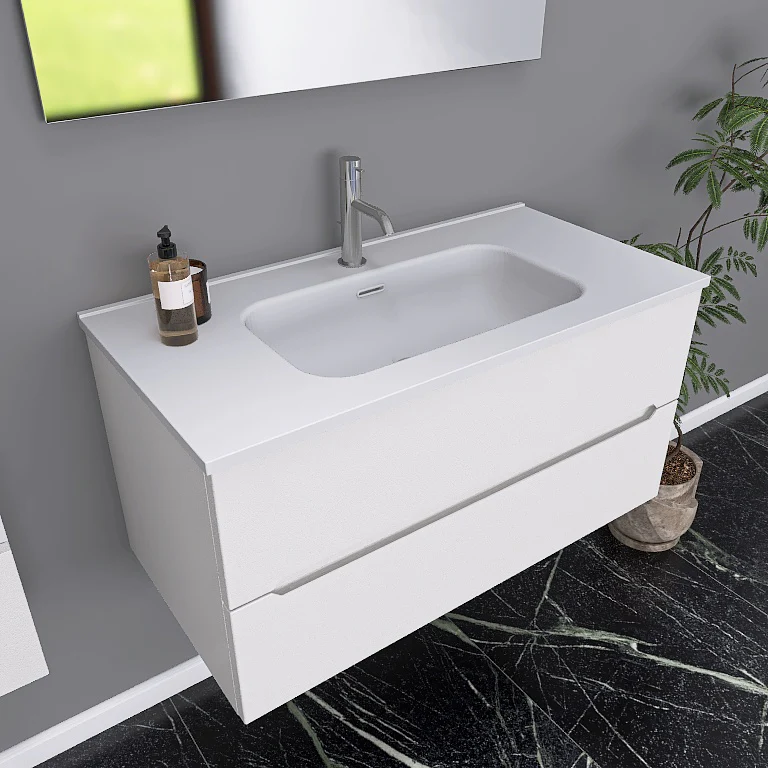 Pandora 04 - Mobile da Bagno Sospeso completo di doppio pensile a giorno - Image 3