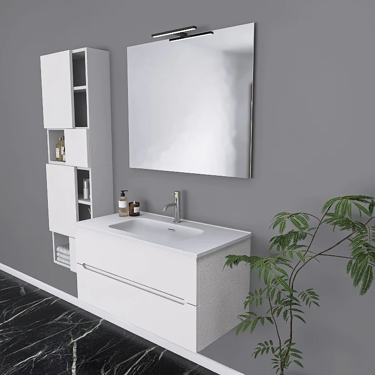 Pandora 04 - Mobile da Bagno Sospeso completo di doppio pensile a giorno - Image 5