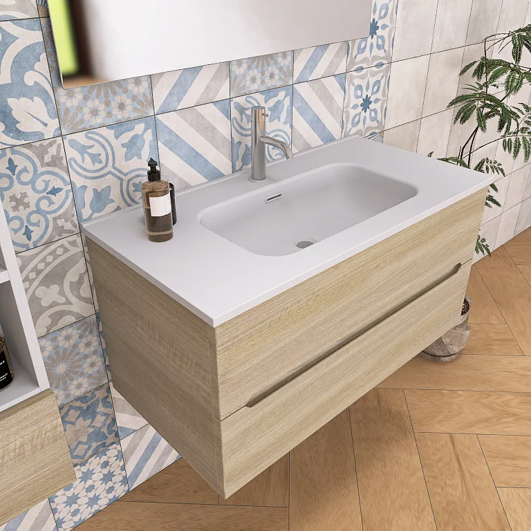 Pandora 04 - Mobile da Bagno Sospeso completo di doppio pensile a giorno - Image 8
