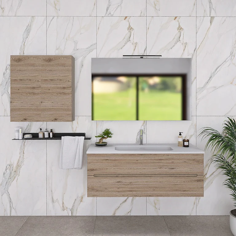 Pandora 06 - Mobile da Bagno Sospeso con Pensili in Tinta