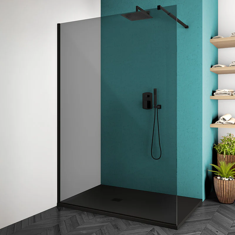 Panorama 8 Smoke - Parete doccia walk-in con vetro scuro spessore 8 mm