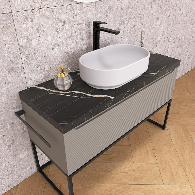 Penelope 06 - Mobile da Bagno a Terra con Top Effetto Marmo e Dettagli in Metallo - Image 10