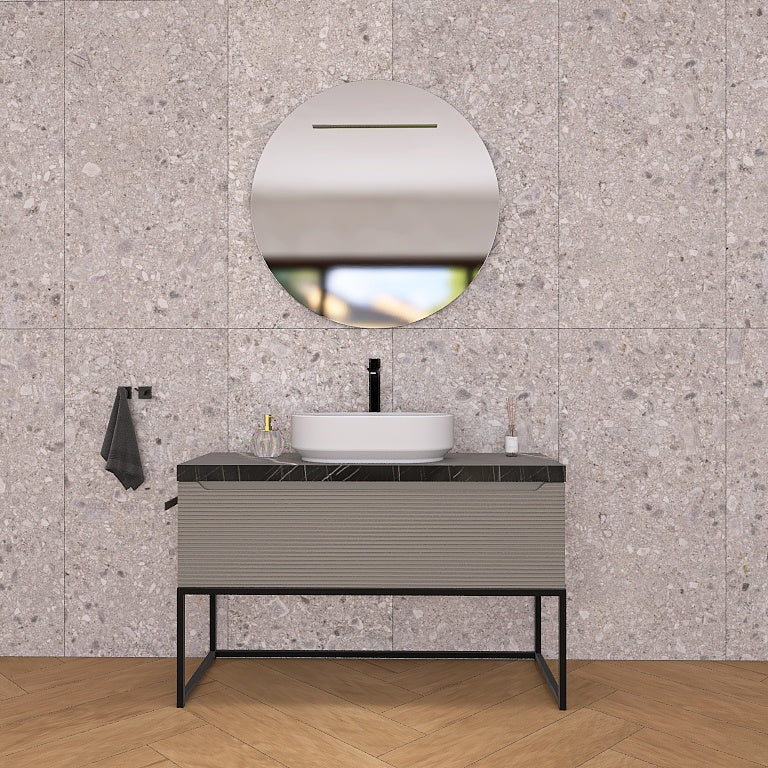 Penelope 06 - Mobile da Bagno a Terra con Top Effetto Marmo e Dettagli in Metallo - Image 11