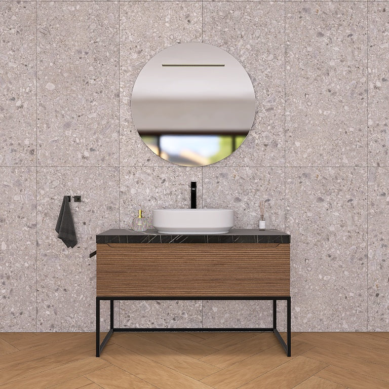Penelope 06 - Mobile da Bagno a Terra con Top Effetto Marmo e Dettagli in Metallo - Image 7