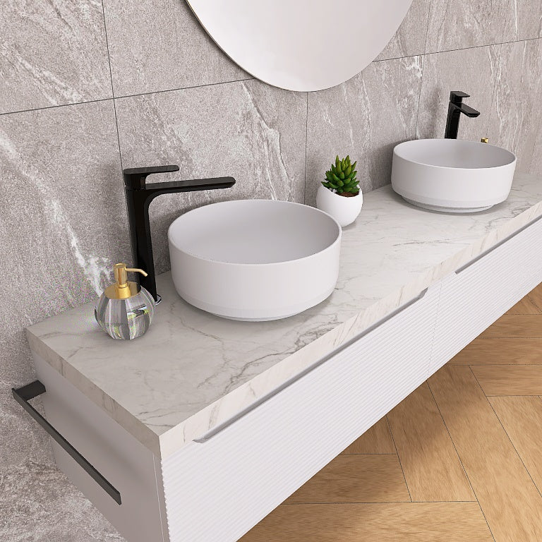 Penelope 07 - Mobile da Bagno Sospeso con doppio lavabo in ceramica
