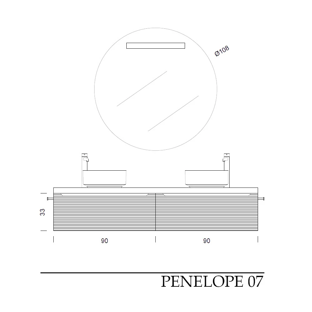 Penelope 07 - Mobile da Bagno Sospeso con doppio lavabo in ceramica - Image 16
