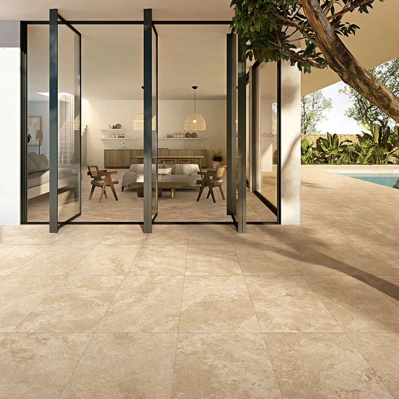 Percorsi Frame Travetino Beige R10 - Gres Porcellanato effetto pietra 60x120 Rettificato