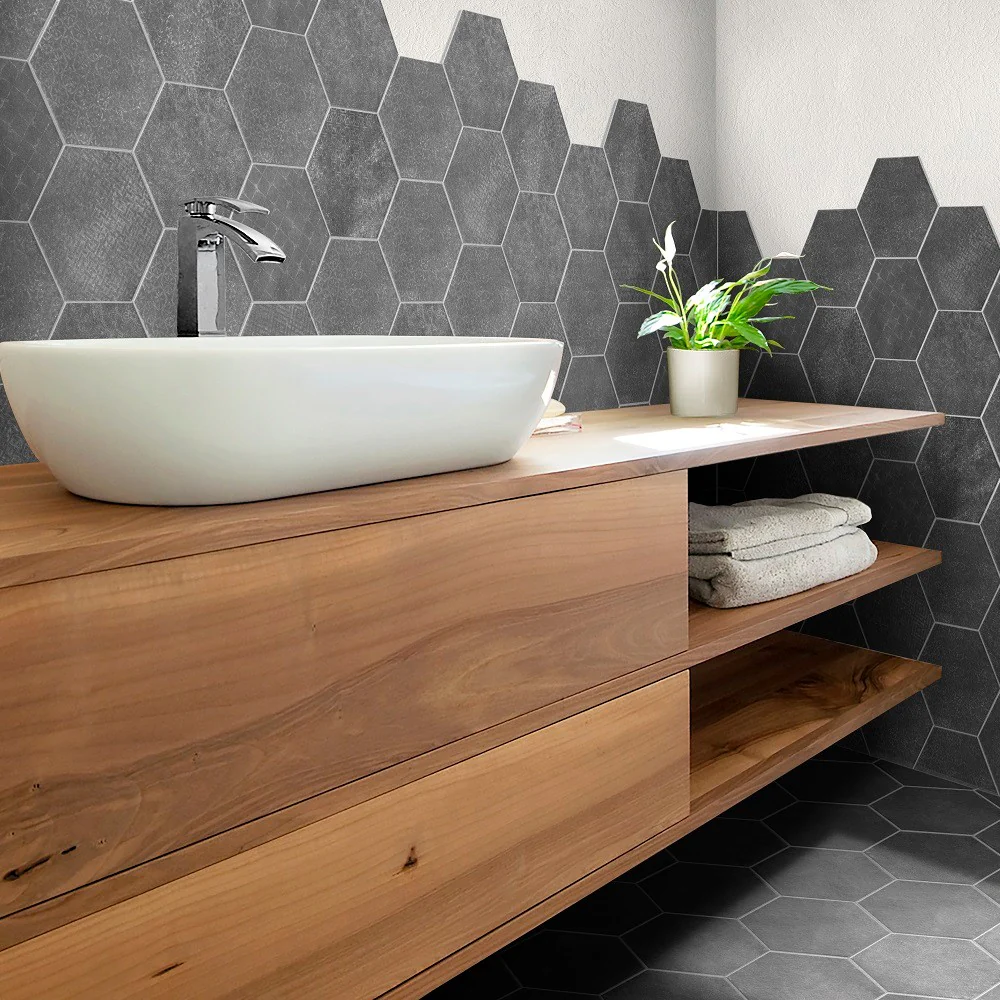 Esagone Cementi Smoke - Gres Porcellanato Effetto Cemento Esagonale 15x17