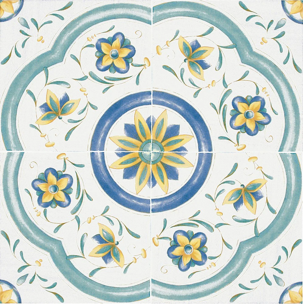 Antiche Riggiole Napoletane Decoro Posillipo - Gres Porcellanato Decorativo 34x34 Stile Maioliche Vietresi - Image 5